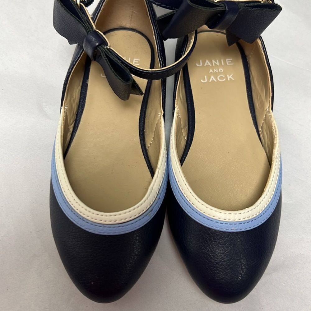 Janie and Jack 100046520 Girl Merchant Marine Bow Strap Ballet Flat size 9 NWT - Picture 4 of 9